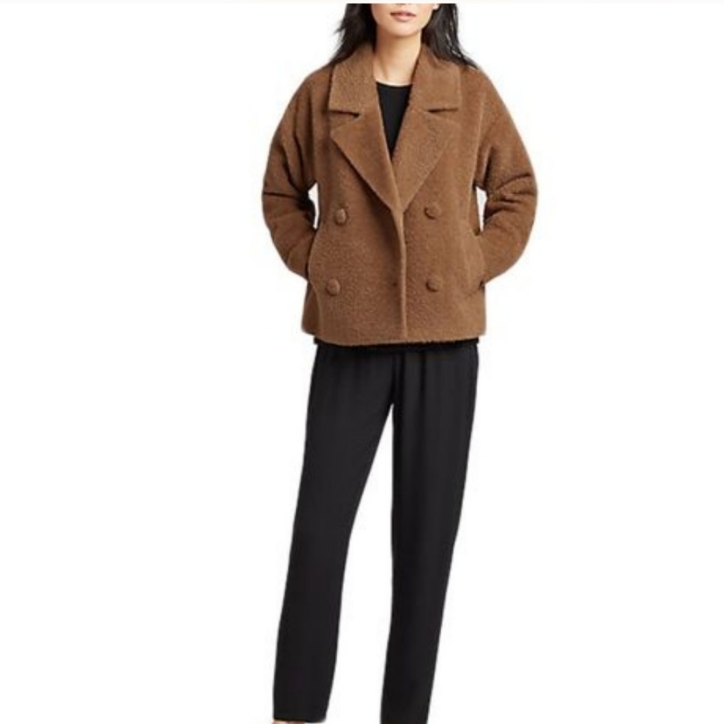 Nwt Eileen Fisher Notch Collar Sheared Suri Alpaca Jacket Size Xl